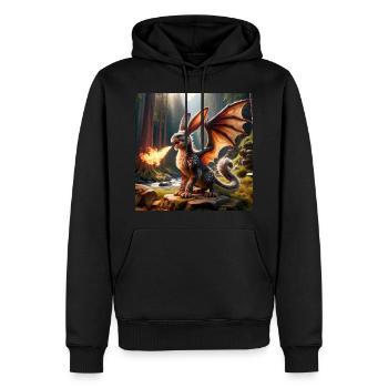 Feuerspeiender Hase Drache #11 - Männer Premium Bio Hoodie - Schwarz - Vorne - Nico (187cm)