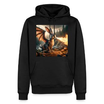 Feuerspeiender Hase Drache #14 - Männer Premium Bio Hoodie - Schwarz - Vorne - Nico (187cm)