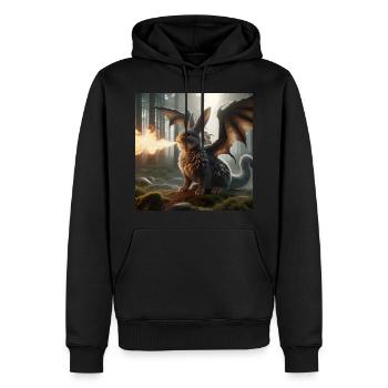 Feuerspeiender Hase Drache #06 - Männer Premium Bio Hoodie - Schwarz - Vorne - Nico (187cm)