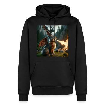 Dragon Lapin Cracheur de Feu #21 - Sweat à capuche Premium bio Homme - noir - Devant - Nico (187cm)
