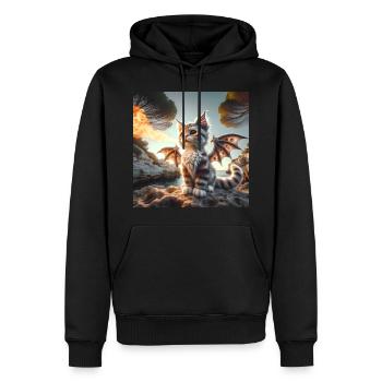 Feuerspeiendes Kätzchen Drache #01 - Männer Premium Bio Hoodie - Schwarz - Vorne - Nico (187cm)