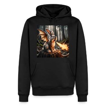 Dragon lapin cracheur de feu #23 - Sweat à capuche Premium bio Homme - noir - Devant - Nico (187cm)