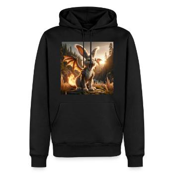 Feuerspeiender Hase Drache #24 - Männer Premium Bio Hoodie - Schwarz - Vorne - Nico (187cm)