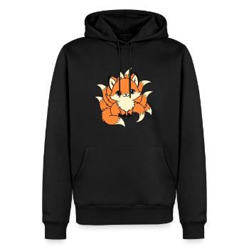 Renard à neuf queue roux - Sweat à capuche Premium bio Homme - noir - Devant - Nico (187cm)