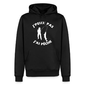 J'peux Pas J'ai Pêche Drôle pêcheurs - Sweat à capuche Premium bio Homme - noir - Devant - Nico (187cm)