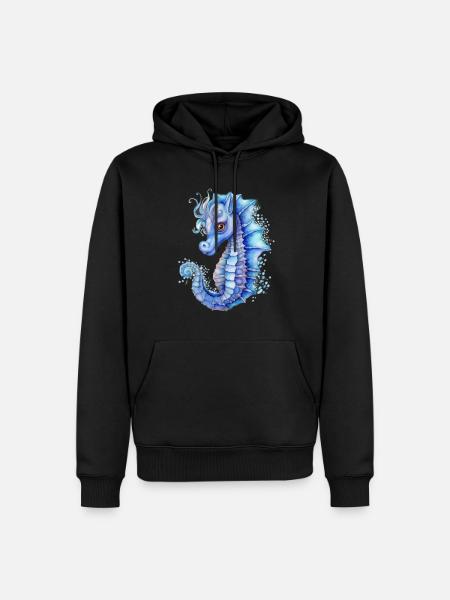 Blue Seahorse - Men’s Premium Organic Hoodie - black
