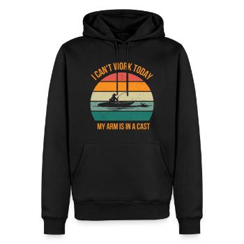 I Can't Work Today My Arm Is In A Cast Fisherman - Men’s Premium Organic Hoodie - black - Front - Nico (187cm)