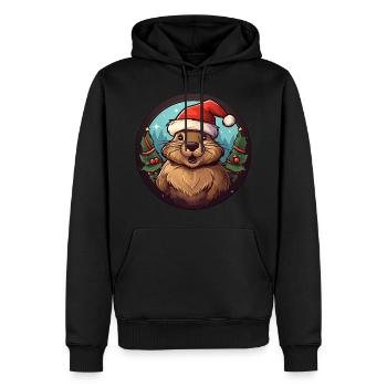 Noël castor - Sweat à capuche Premium bio Homme - noir - Devant - Nico (187cm)