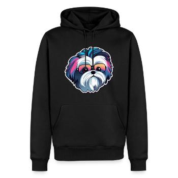 Dessin de chien Shih Tzu - Sweat à capuche Premium bio Homme - noir - Devant - Nico (187cm)