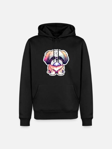 Shih Tzu Dog Drawing - Men’s Premium Organic Hoodie - black