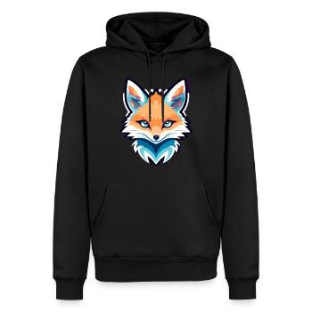 Dessin de renard - Sweat à capuche Premium bio Homme - noir - Devant - Nico (187cm)