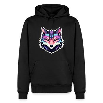 Dessin de loup - Sweat à capuche Premium bio Homme - noir - Devant - Nico (187cm)