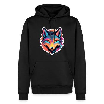Dessin de loup - Sweat à capuche Premium bio Homme - noir - Devant - Nico (187cm)