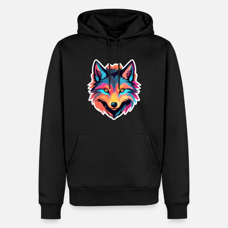 Dessin de loup - Sweat à capuche Premium bio Homme - noir