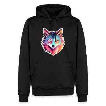 Dessin de loup - Sweat à capuche Premium bio Homme - noir - Devant - Nico (187cm)