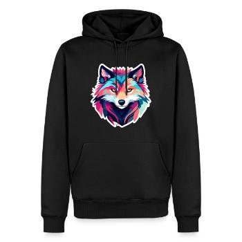 Dessin de loup - Sweat à capuche Premium bio Homme - noir - Devant - Nico (187cm)