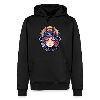 Feuerwehrfrau Zeichnung - Männer Premium Bio Hoodie - Schwarz - Vorne - Nico (187cm)