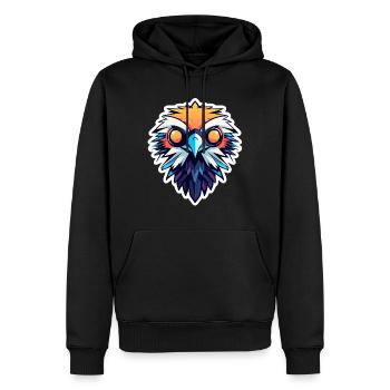 Dessin d’oiseau aigle - Sweat à capuche Premium bio Homme - noir - Devant - Nico (187cm)