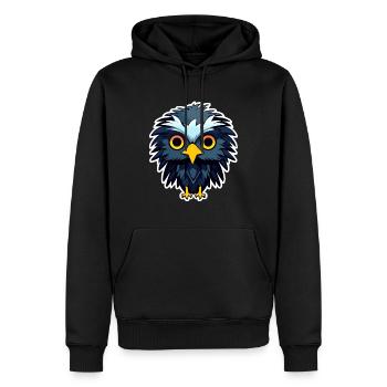 Dessin d’oiseau aigle - Sweat à capuche Premium bio Homme - noir - Devant - Nico (187cm)