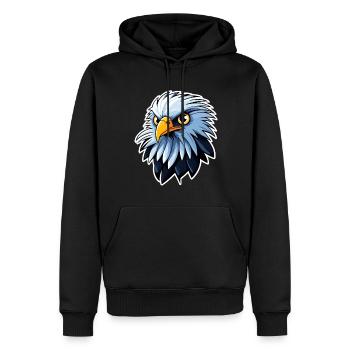 Dessin d’oiseau aigle - Sweat à capuche Premium bio Homme - noir - Devant - Nico (187cm)