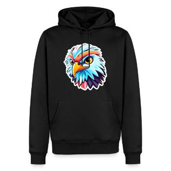 Dessin d’oiseau aigle - Sweat à capuche Premium bio Homme - noir - Devant - Nico (187cm)