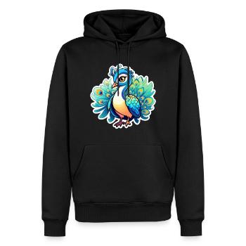Peacock Bird Drawing - Men’s Premium Organic Hoodie - black - Front - Nico (187cm)