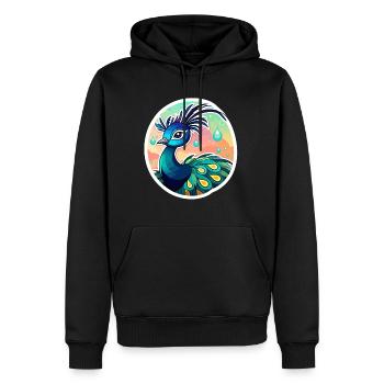 Peacock Bird Drawing - Men’s Premium Organic Hoodie - black - Front - Nico (187cm)
