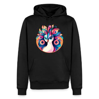 Peacock Bird Drawing - Men’s Premium Organic Hoodie - black - Front - Nico (187cm)