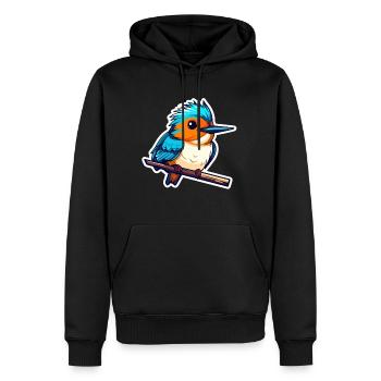 Eisvogel Vogel Zeichnung - Männer Premium Bio Hoodie - Schwarz - Vorne - Nico (187cm)