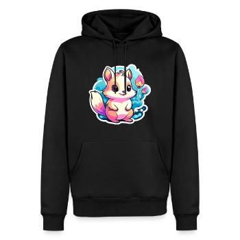 Illustration d’écureuil - Sweat à capuche Premium bio Homme - noir - Devant - Nico (187cm)