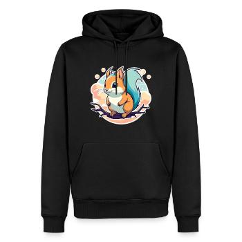 Illustration d’écureuil - Sweat à capuche Premium bio Homme - noir - Devant - Nico (187cm)