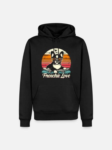 Frenchie Love Retro Design - Men’s Premium Organic Hoodie - black