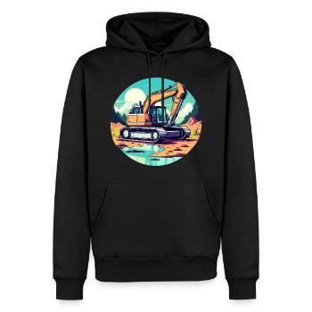 Bagger Baustelle Zeichnung - Männer Premium Bio Hoodie - Schwarz - Vorne - Nico (187cm)
