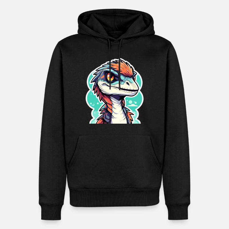 Dessin de dinosaure Velociraptor - Sweat à capuche Premium bio Homme - noir