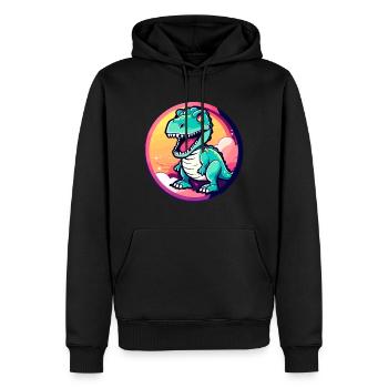 Tyrannosaurus Rex Dinosaure Illustration - Sweat à capuche Premium bio Homme - noir - Devant - Nico (187cm)