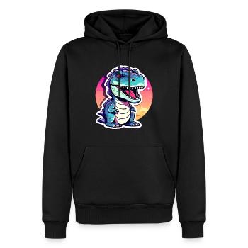Tyrannosaurus Rex Dinosaure Illustration - Sweat à capuche Premium bio Homme - noir - Devant - Nico (187cm)