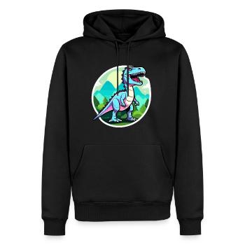 Tyrannosaurus Rex Dinosaure Illustration - Sweat à capuche Premium bio Homme - noir - Devant - Nico (187cm)