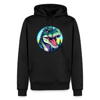 Tyrannosaurus Rex Dinosaure Illustration - Sweat à capuche Premium bio Homme - noir - Devant - Nico (187cm)