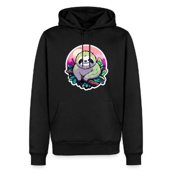 Faultier Zeichnung - Männer Premium Bio Hoodie - Schwarz - Vorne - Nico (187cm)