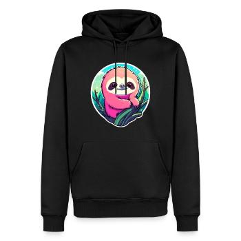 Faultier Zeichnung - Männer Premium Bio Hoodie - Schwarz - Vorne - Nico (187cm)