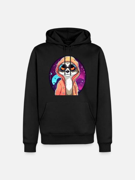 Erdmännchen Zeichnung - Männer Premium Bio Hoodie - Schwarz