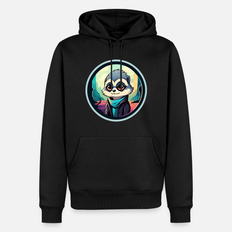 Erdmännchen Zeichnung - Männer Premium Bio Hoodie - Schwarz