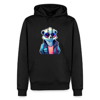 Erdmännchen Zeichnung - Männer Premium Bio Hoodie - Schwarz - Vorne - Nico (187cm)
