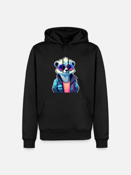 Erdmännchen Zeichnung - Männer Premium Bio Hoodie - Schwarz