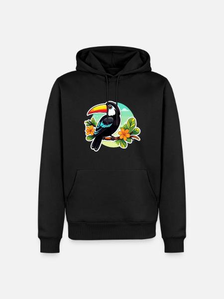 Toucan Bird Illustration - Men’s Premium Organic Hoodie - black