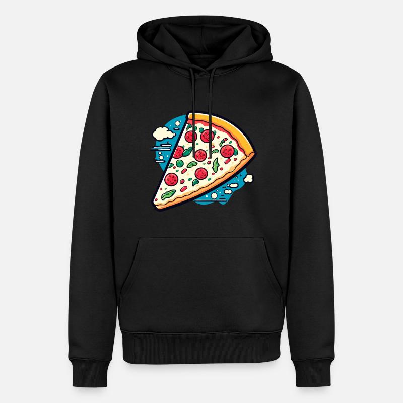 Dessin de tranche de pizza - Sweat à capuche Premium bio Homme - noir