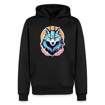 Illustration d’Halloween loup-garou - Sweat à capuche Premium bio Homme - noir - Devant - Nico (187cm)
