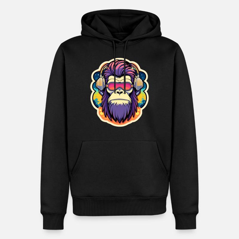 Affe Illustration - Männer Premium Bio Hoodie - Schwarz