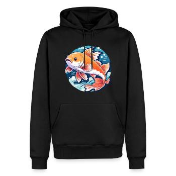 Koi Karpfen Zeichnung - Männer Premium Bio Hoodie - Schwarz - Vorne - Nico (187cm)