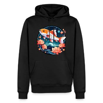 Koi Karpfen Zeichnung - Männer Premium Bio Hoodie - Schwarz - Vorne - Nico (187cm)